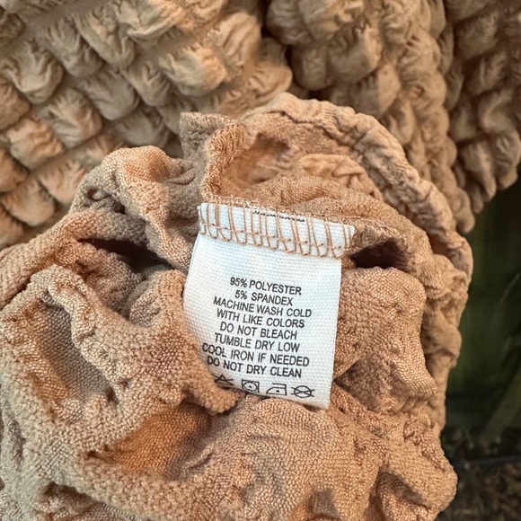 NWT Simply Southern Long Sleeve Tiered Bubble Mini Dress Puff Tan Brown Sz Large - Picture 7 of 12